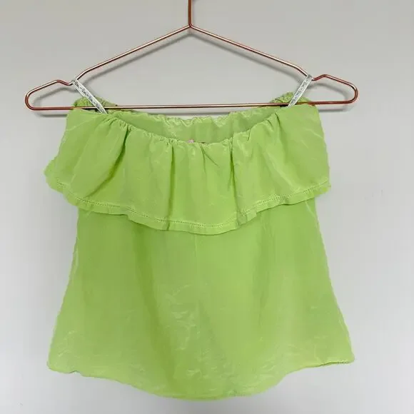 Lilly Pulitzer Women Silk Ginny Top Small Lime Green Coastal Y2K Summer Vacation - Picture 6 of 6